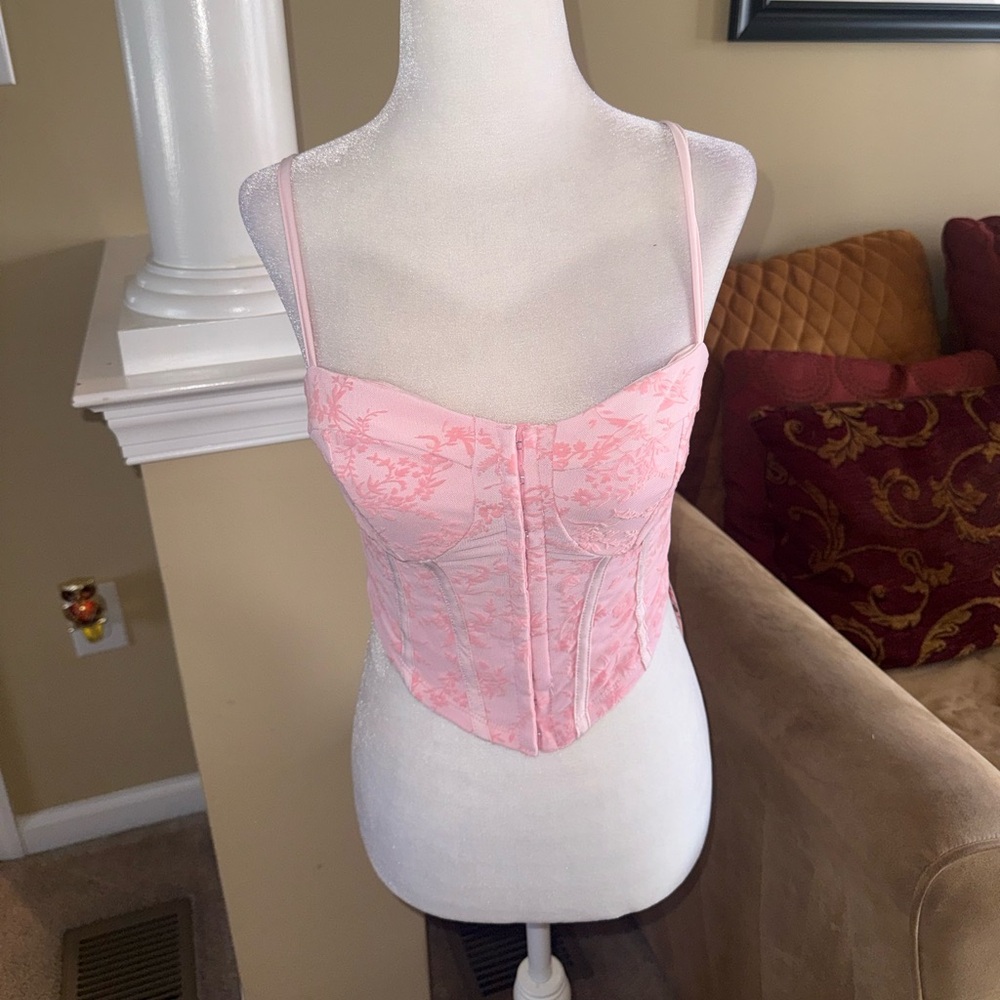 NWT: Shein Pink Floral Corset Top